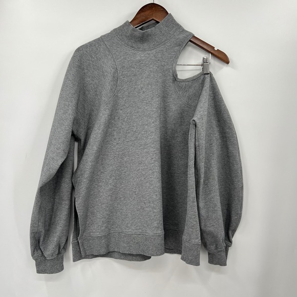Lululemon Grey Mock Neck Cutout Long Sleeve Sweatshirt‎ Women's Size 12 - Picture 4 of 12